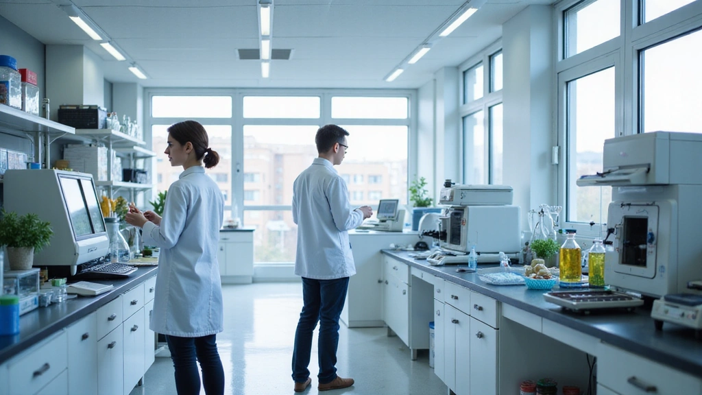 Laboratorio moderno e pulito con strumenti di precisione per il controllo qualità.